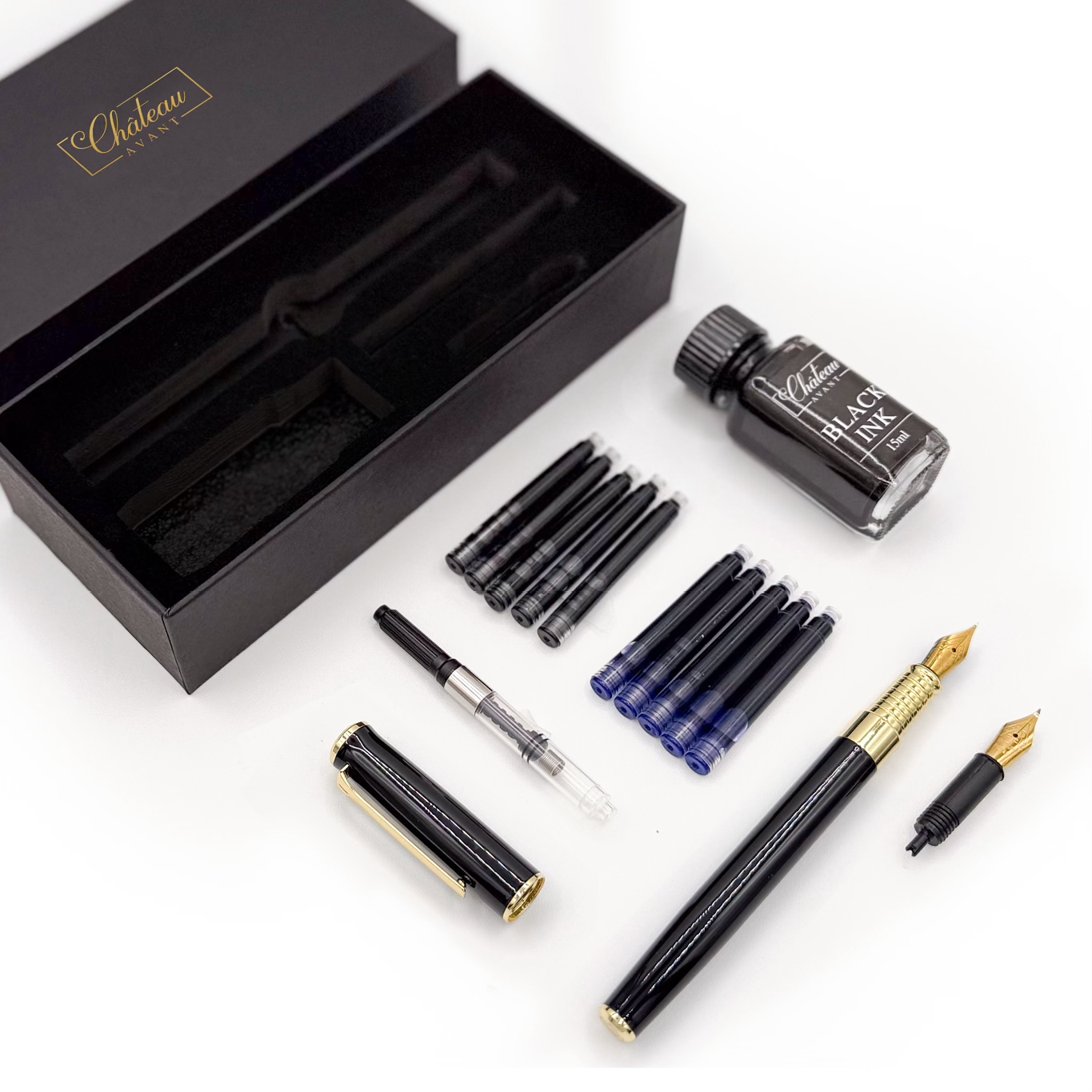 Chateau Avant Signature bundle, top-down view of the gift box and contents