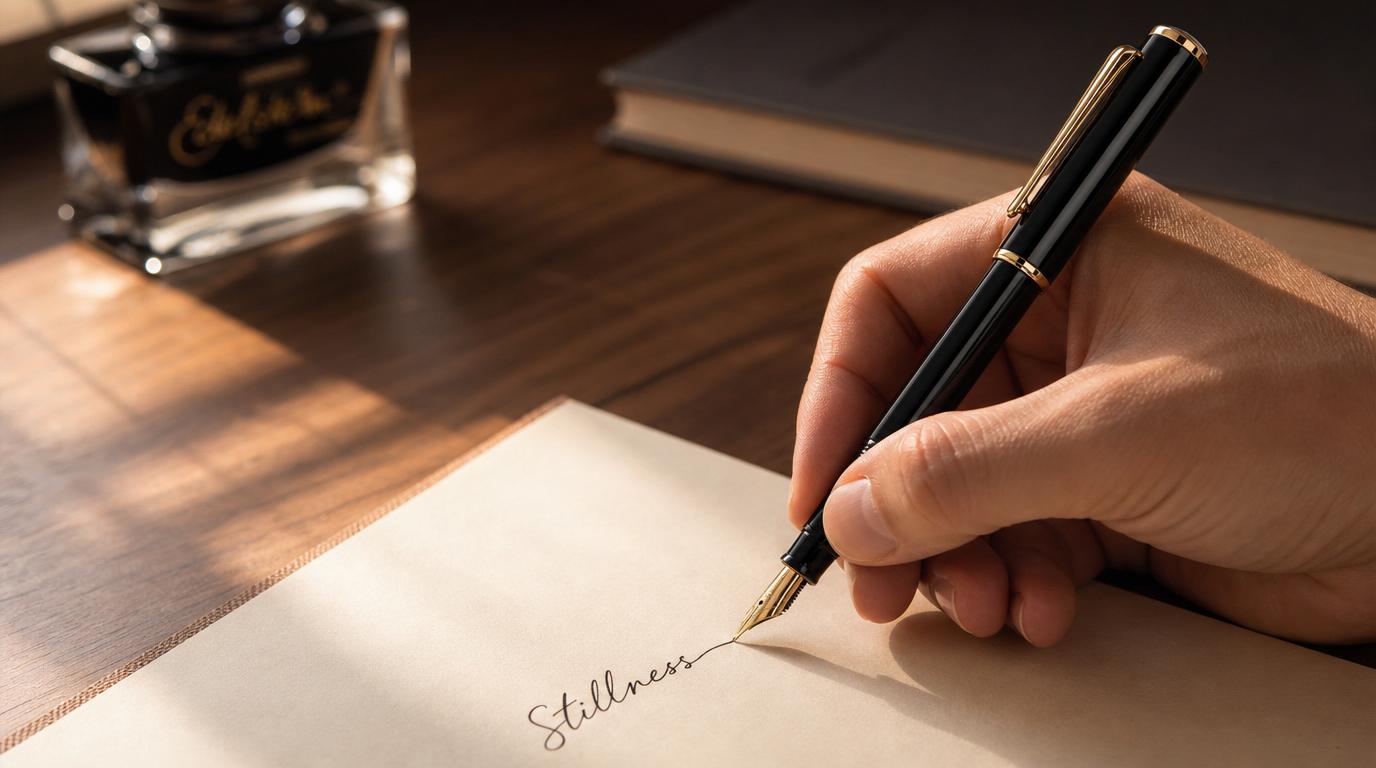 Hand writing on cream paper with the Chateau Avant Signature fountain pen
